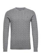 Cotton Cable C-Neck Tops Knitwear Round Necks Grey GANT