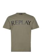 T-Shirt Regular Pure Logo Tops T-shirts Short-sleeved Khaki Green Repl...