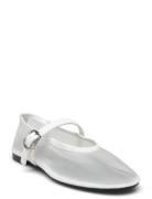 Mesh Ballet Flats With Strap And Buckle Ballerinat White Mango