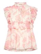 Flounce Chiffon Top Tops Blouses Short-sleeved Pink Stella Nova