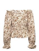 Ponte Off Shoulder Tops Blouses & Tunics Brown Grunt