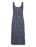 Floral Scoopneck Jersey Dress Polvipituinen Mekko Blue Polo Ralph Laur...