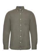 Reg Ut Gmnt Dyed Linen Shirt Tops Shirts Casual Khaki Green GANT