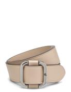 Slide-Buckle Leather Belt Vyö Beige Lauren Ralph Lauren