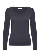 Slim Cot/Ela Ls Scoop Neck Top Tops T-shirts & Tops Long-sleeved Navy ...