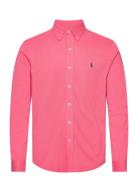 Featherweight Mesh-Lsl-Knt Designers Shirts Casual Pink Polo Ralph Lau...