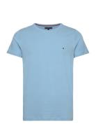 Stretch Slim Fit Tee Tops T-shirts Short-sleeved Blue Tommy Hilfiger