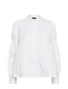 Lr-Isla Solid Tops Blouses Long-sleeved White Levete Room