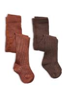 Stocking - Bamboo Rib Sukkahousut Brown Minymo