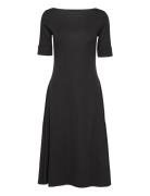 Stretch Cotton Midi Dress Polvipituinen Mekko Black Lauren Ralph Laure...