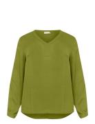 Kcami Ls Blouse Tops Blouses Long-sleeved Khaki Green Kaffe Curve