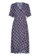 Onlleah S/S Wrap Midi Dress Ex Ptm Polvipituinen Mekko Navy ONLY