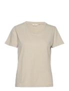 Jada Ss V-Neck Gots Tops T-shirts & Tops Short-sleeved Beige Basic App...