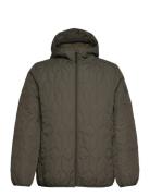 Puffer Jacket W?.Hood Vuorillinen Takki Topattu Takki Green Lindbergh