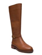 Hallee Tumbled Leather Tall Boot Korkeavartiset Saapikkaat Brown Laure...