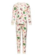 Pajama Christmas Aop Pyjamasetti Pyjama Beige Lindex