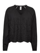 Yasluma Ls V-Neck Top S. Noos Tops Blouses Long-sleeved Black YAS