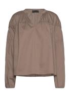 Lr-Isla Solid Tops Blouses Long-sleeved Brown Levete Room