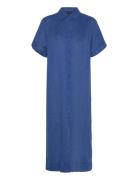 Dress Laila Pure Linen Polvipituinen Mekko Blue Lindex