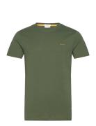 Contrast Logo Ss T-Shirt Tops T-shirts Short-sleeved Green GANT