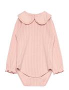 Body Ls Pointelle Bodies Long-sleeved Pink En Fant