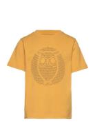 Regular Fit Owl Chest Print - Gots/ Tops T-shirts Short-sleeved Yellow...