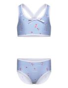 Bikini W. Bow + Aop Bikinit Blue Color Kids