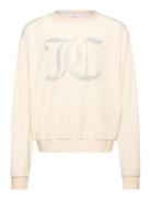 Diamante Velour Crew Tops Sweat-shirts & Hoodies Sweat-shirts Cream Ju...