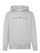 Printed Graphic Hoodie Tops Sweat-shirts & Hoodies Hoodies Grey GANT