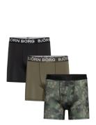 Performance Boxer 3P Bokserit Khaki Green Björn Borg