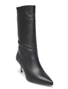 Leannah Nappa Leather Boot Korkeavartiset Saapikkaat Black Lauren Ralp...