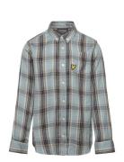 Button Down Check Shirt Tops Shirts Long-sleeved Shirts Blue Lyle & Sc...