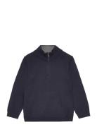 Zip Knit Sweater Tops Knitwear Pullovers Navy Mango