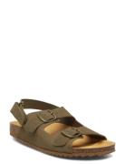 Buckle Leather Sandals Shoes Summer Shoes Sandals Khaki Green Mango