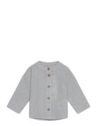 Shirt Ls Woven Stripe Tops Shirts Long-sleeved Shirts Grey Huttelihut