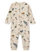 Birk Printed Pyjamas Jumpsuit Pyjama Sie Jumpsuit Haalari Cream Liewoo...