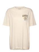 Crest Graphic Tshirt Tops T-shirts Short-sleeved Cream GANT