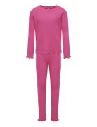 Kogmunte Loungewear L/S Pant Set Jrs Pyjamasetti Pyjama Pink Kids Only