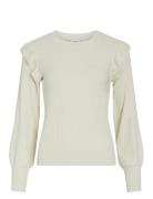 Vineira O-Neck L/S Rib Knit Top - Noos Tops Knitwear Jumpers White Vil...