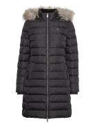 Tjw Essential Hooded Down Coat Topattu Pitkä Takki Black Tommy Jeans