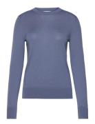 Merino Wool C-Neck Sweater Tops Knitwear Jumpers Blue Calvin Klein