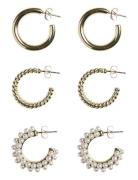 Pcnibbi 3-Pack Earrings Accessories Jewellery Earrings Hoops Gold Piec...