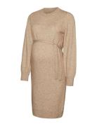 Mlnewanne L/S Abk Knit Dress A. Noos Polvipituinen Mekko Brown Mamalic...