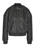 Nmdixie Pu L/S Washed Bomber Jacket Nahkatakki Black NOISY MAY