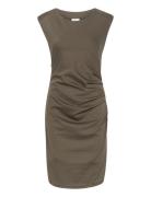 Kaindia Round-Neck Dress Lyhyt Mekko Brown Kaffe