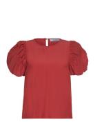 Msbaya Short Sleeve Blouse Tops Blouses Short-sleeved Red Minus