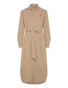 Belted Cotton Midi Shirtdress Polvipituinen Mekko Beige Polo Ralph Lau...