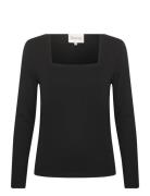 Viggamw Square Neck Blouse Tops T-shirts & Tops Long-sleeved Black My ...