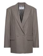 Double Breasted Flannel Blazer Blazers Double Breasted Blazers Grey Fi...