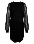 Olmviktoria L/S Lace Dress Ex Knt Polvipituinen Mekko Black Only Mater...